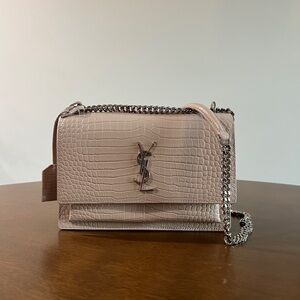 Yves Saint Laurent Sunset in Pink Silver Crossbody Bag